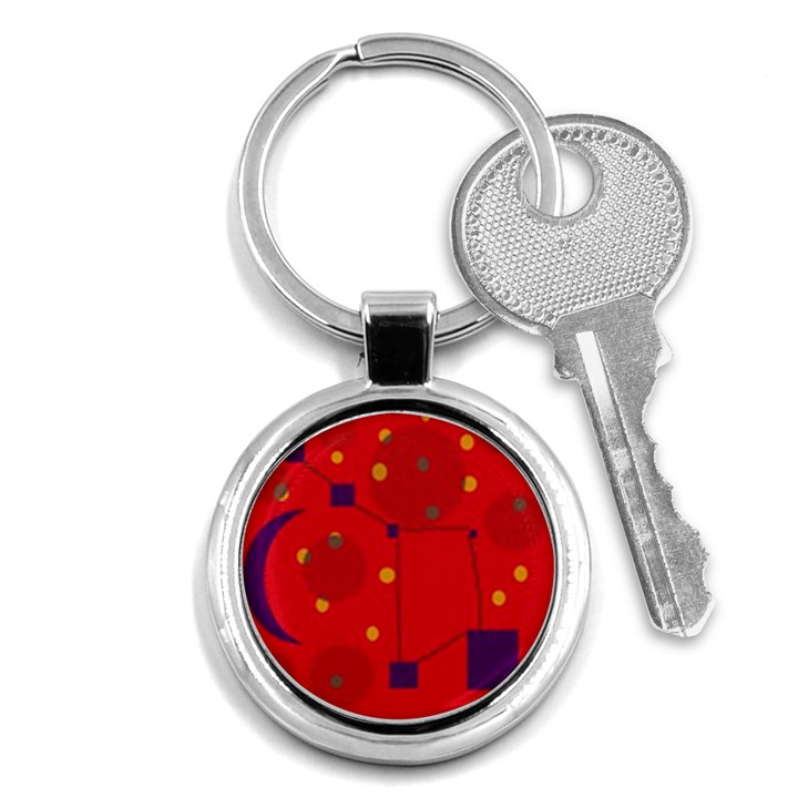 Red abstract sky Key Chains (Round) 