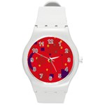 Red abstract sky Round Plastic Sport Watch (M) Front