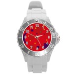 Red abstract sky Round Plastic Sport Watch (L) Front