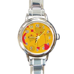 Yellow Abstract Sky Round Italian Charm Watch by Valentinaart