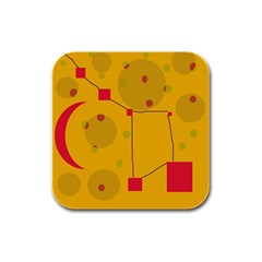 Yellow Abstract Sky Rubber Square Coaster (4 Pack) 