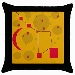 Yellow Abstract Sky Throw Pillow Case (black)