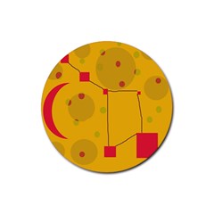 Yellow Abstract Sky Rubber Round Coaster (4 Pack)  by Valentinaart