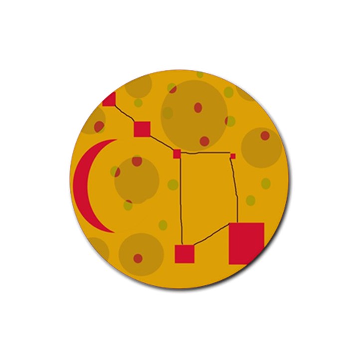 Yellow abstract sky Rubber Round Coaster (4 pack) 