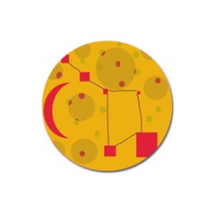 Yellow Abstract Sky Magnet 3  (round) by Valentinaart