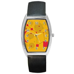 Yellow Abstract Sky Barrel Style Metal Watch by Valentinaart