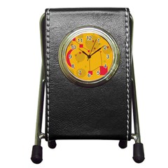 Yellow Abstract Sky Pen Holder Desk Clocks by Valentinaart