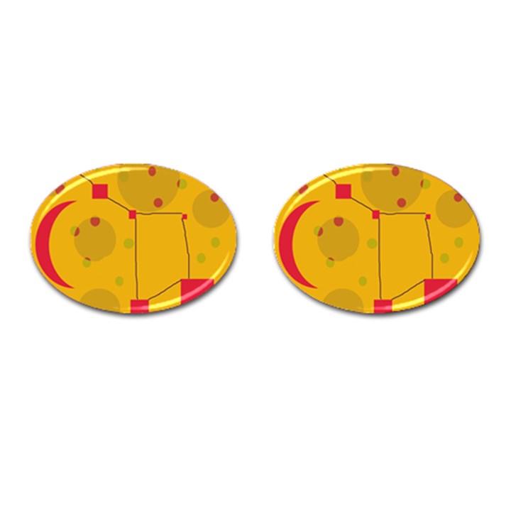 Yellow abstract sky Cufflinks (Oval)