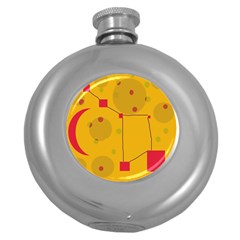 Yellow Abstract Sky Round Hip Flask (5 Oz) by Valentinaart