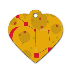 Yellow Abstract Sky Dog Tag Heart (one Side)