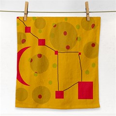 Yellow Abstract Sky Face Towel by Valentinaart