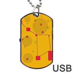 Yellow Abstract Sky Dog Tag Usb Flash (one Side)