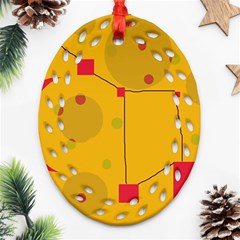 Yellow Abstract Sky Oval Filigree Ornament (2-side) 