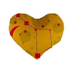 Yellow Abstract Sky Standard 16  Premium Heart Shape Cushions