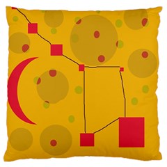 Yellow Abstract Sky Large Flano Cushion Case (one Side)