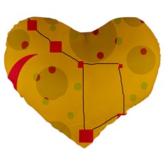 Yellow Abstract Sky Large 19  Premium Flano Heart Shape Cushions by Valentinaart