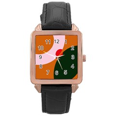 Decorative Abstraction  Rose Gold Leather Watch  by Valentinaart