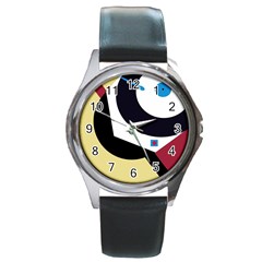 Digital Abstraction Round Metal Watch