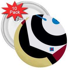 Digital Abstraction 3  Buttons (10 Pack) 