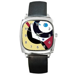 Digital Abstraction Square Metal Watch by Valentinaart