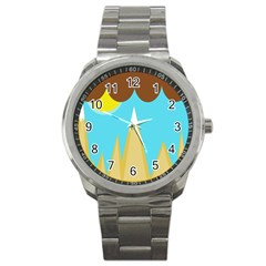 Abstract Landscape  Sport Metal Watch by Valentinaart