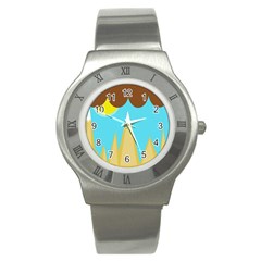 Abstract Landscape  Stainless Steel Watch by Valentinaart