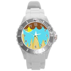 Abstract Landscape  Round Plastic Sport Watch (l)