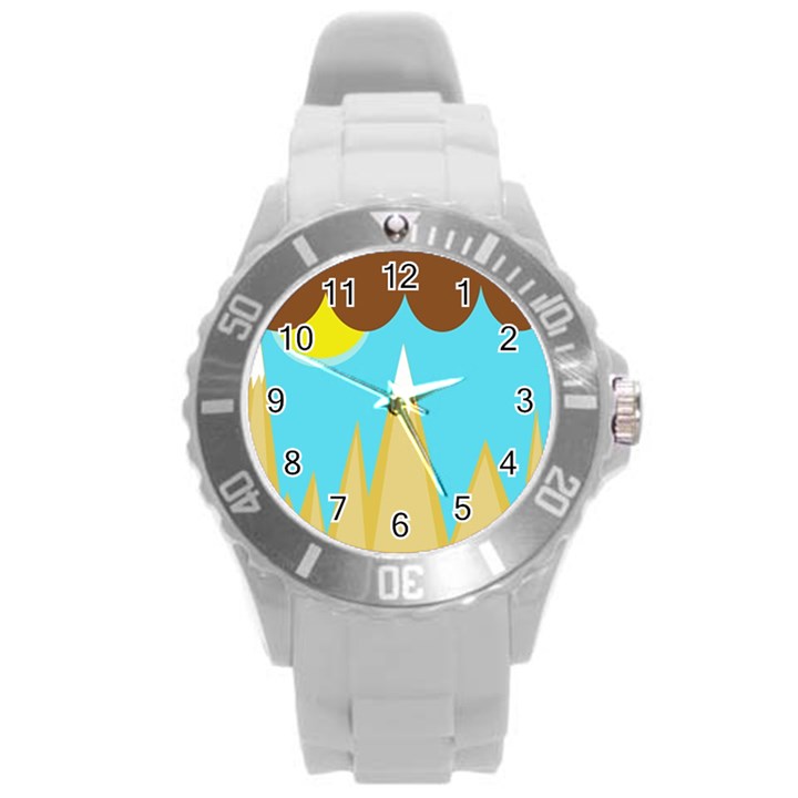 Abstract landscape  Round Plastic Sport Watch (L)