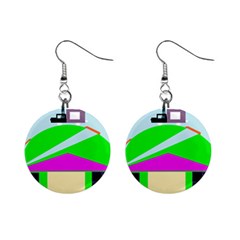 Abstract Landscape  Mini Button Earrings by Valentinaart