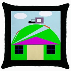 Abstract Landscape  Throw Pillow Case (black)