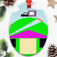 Abstract Landscape  Oval Ornament (two Sides)