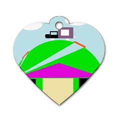 Abstract Landscape  Dog Tag Heart (two Sides)