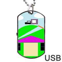 Abstract Landscape  Dog Tag Usb Flash (one Side) by Valentinaart