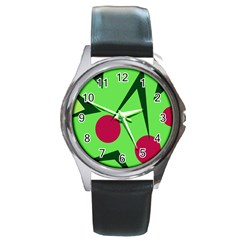 Cherries  Round Metal Watch