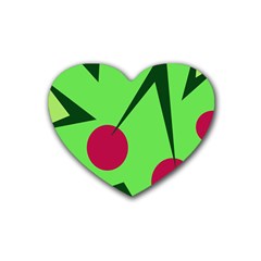 Cherries  Rubber Coaster (heart)  by Valentinaart