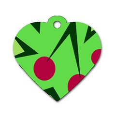 Cherries  Dog Tag Heart (one Side) by Valentinaart