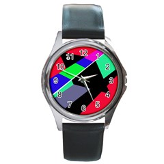 Abstract Fish Round Metal Watch