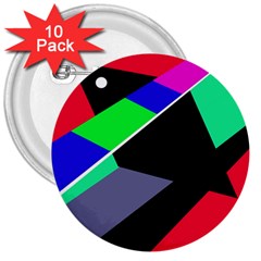 Abstract Fish 3  Buttons (10 Pack) 