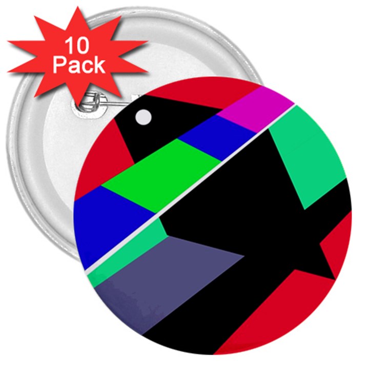 Abstract fish 3  Buttons (10 pack) 