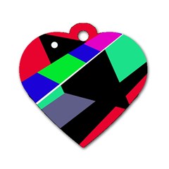 Abstract Fish Dog Tag Heart (one Side) by Valentinaart