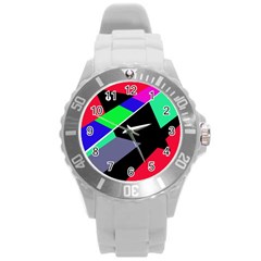 Abstract Fish Round Plastic Sport Watch (l)