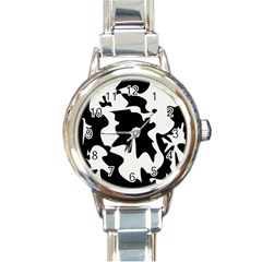 Black And White Elegant Design Round Italian Charm Watch