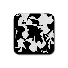 Black And White Elegant Design Rubber Coaster (square)  by Valentinaart