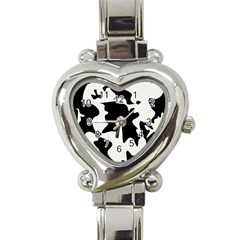 Black And White Elegant Design Heart Italian Charm Watch