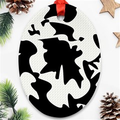 Black And White Elegant Design Oval Ornament (two Sides)