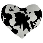 Black and white elegant design Large 19  Premium Heart Shape Cushions Front