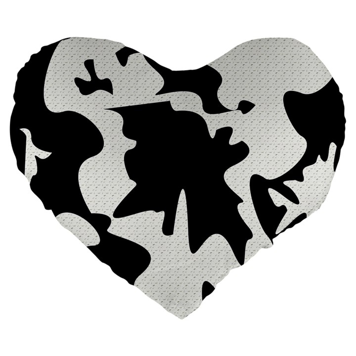 Black and white elegant design Large 19  Premium Heart Shape Cushions