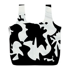 Black And White Elegant Design Full Print Recycle Bags (l) 