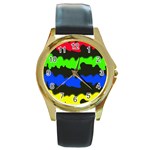 Colorful abstraction Round Gold Metal Watch Front