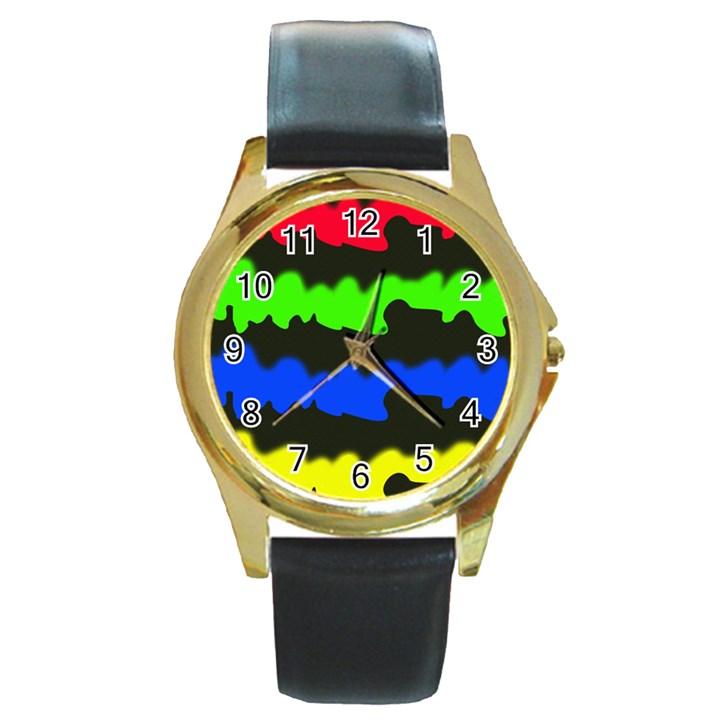 Colorful abstraction Round Gold Metal Watch